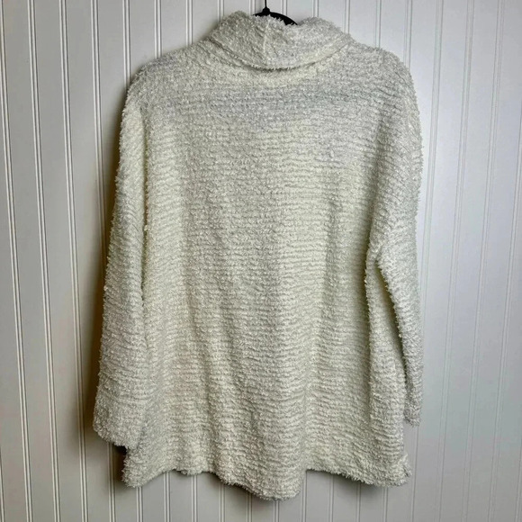 John Mark Ivory Cowl Neck Fuzzy Sweater 3/4 Sleeve - Picture 4 of 5